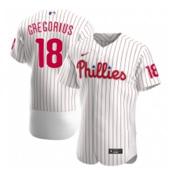 Men Philadelphia Phillies 18 Didi Gregorius Men Nike White Alternate 2020 Flex Base Player MLB Jersey