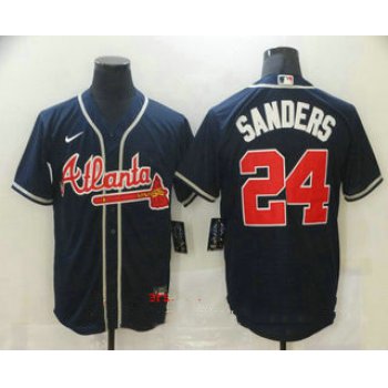 Men's Atlanta Braves #24 Deion Sanders Navy Blue Stitched MLB Cool Base Nike Jersey