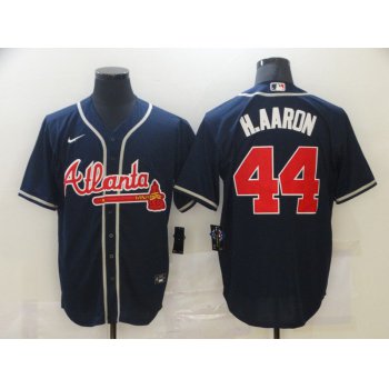 Men's Atlanta Braves #44 Hank Aaron Navy Blue Stitched MLB Cool Base Nike Jersey