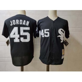 Men's Chicago White Sox #45 Michael Jordan Black Mitchell & Ness Throwback Jersey