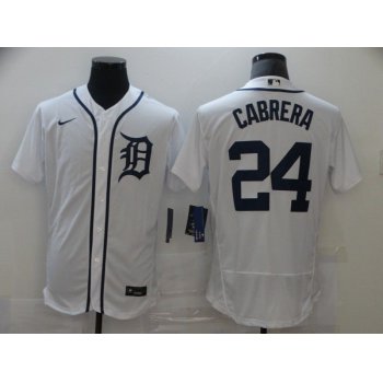 Men's Detroit Tigers #24 Miguel Cabrera White Stitched MLB Flex Base Nike Jersey