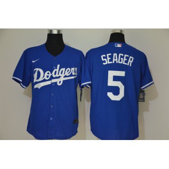 Men's Los Angeles Dodgers #5 Corey Seager Blue Stitched MLB Cool Base Nike Jersey