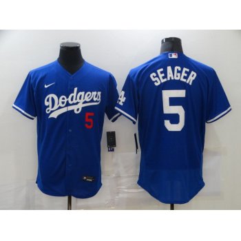 Men's Los Angeles Dodgers #5 Corey Seager Blue Stitched MLB Flex Base Jersey