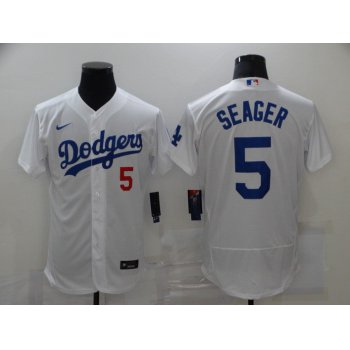 Men's Los Angeles Dodgers #5 Corey Seager White Stitched MLB Flex Base Jersey