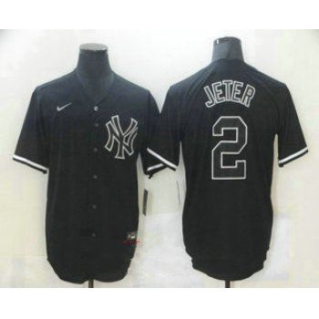 Men's New York Yankees #2 Derek Jeter Black Fashion Stitched MLB Nike Cool Base Jersey