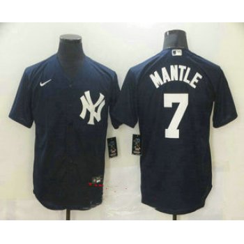 Men's New York Yankees #7 Mickey Mantle Navy Blue Stitched MLB Nike Cool Base Jersey