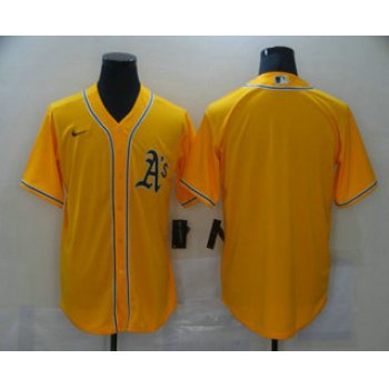 Men's Oakland Athletics Blank Yellow Stitched MLB Cool Base Nike Jersey