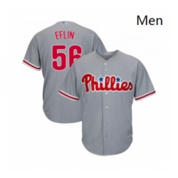 Mens Philadelphia Phillies 56 Zach Eflin Replica Grey Road Cool Base Baseball Jersey