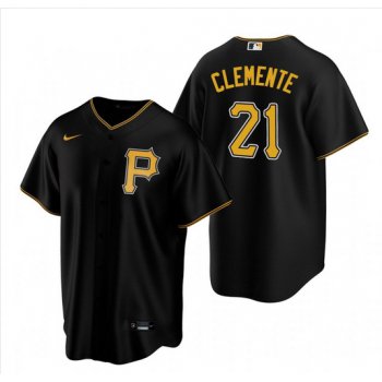 Men's Pittsburgh Pirates #21 Roberto Clemente Black Stitched MLB Cool Base Nike Jersey