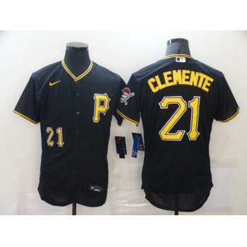 Men's Pittsburgh Pirates #21 Roberto Clemente Black Stitched MLB Flex Base Nike Jersey