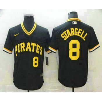 Men's Pittsburgh Pirates #8 Willie Stargell Black Mesh Batting Practice Throwback Nike Jersey