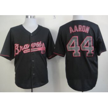 Atlanta Braves #44 Hank Aaron Black Fashion Jersey