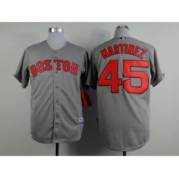 Boston Red Sox #45 Pedro Martinez Gray Cool Base Jersey