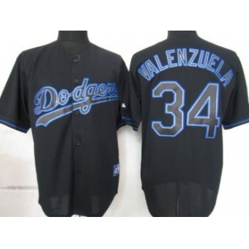 Los Angeles Dodgers #34 Fernando Valenzuela Black Fashion Jersey