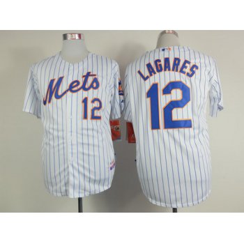 New York Mets #12 Juan Lagares White Pinstripe Jersey