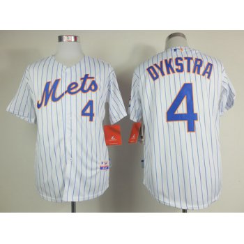 New York Mets #4 Lenny Dykstra White Pinstripe Cool Base Jersey