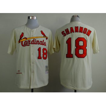 St. Louis Cardinals #18 Mike Shannon 1964 Cream Throwback Jersey