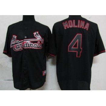 St. Louis Cardinals #4 Yadier Molina Black Fashion Jersey