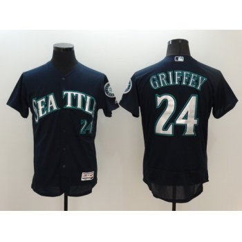 Men's Seattle Mariners #24 Ken Griffey Jr. Retired Navy Blue 2016 Flexbase Majestic Baseball Jersey