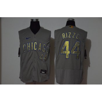 Men's Chicago Cubs #44 Anthony Rizzo Grey Gold 2020 Cool and Refreshing Sleeveless Fan Stitched Flex Nike Jersey