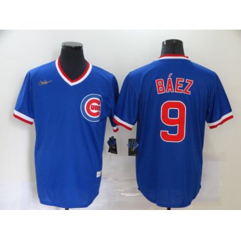 Men's Chicago Cubs #9 Javier Baez Blue Pullover Cooperstown Collection Stitched MLB Nike Jersey