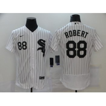 Men's Chicago White Sox #88 Luis Robert White Pinstripe Stitched MLB Flex Base Nike Jersey