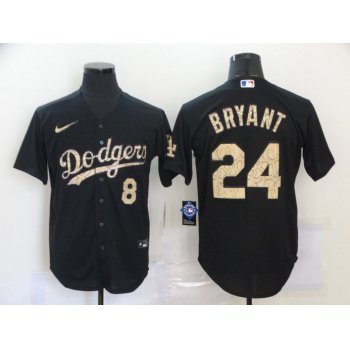 Men's Los Angeles Dodgers #8 #24 Kobe Bryant Black Fashion Stitched MLB Cool Base Nike Jersey