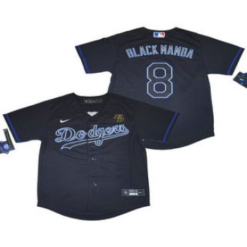 Men's Los Angeles Dodgers #8 Kobe Bryant Black Mamba Lights Out Black Fashion Stitched MLB Cool Base Nike Jersey