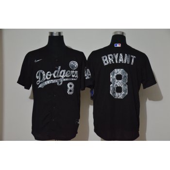 Men's Los Angeles Dodgers #8 Kobe Bryant Black Silver Mamba Stitched MLB Cool Base Nike Jersey