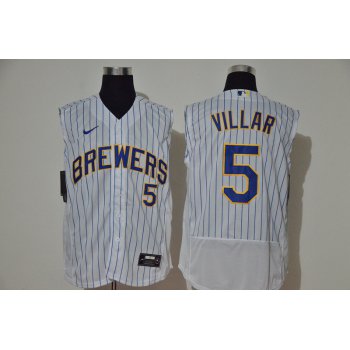 Men's Milwaukee Brewers #5 Jonathan Villar White 2020 Cool and Refreshing Sleeveless Fan Stitched Flex Nike Jersey