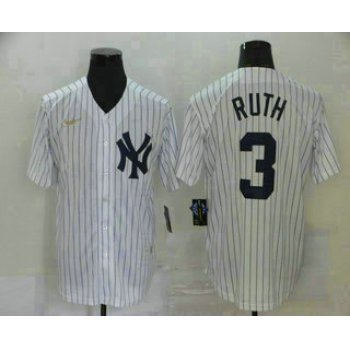 Men's New York Yankees #3 Babe Ruth White Throwback Stitched MLB Cool Base Nike Jersey