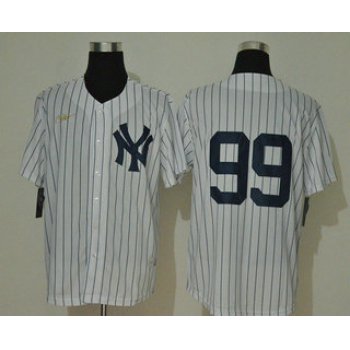 Men's New York Yankees #99 Aaron Judge No Name White Throwback Stitched MLB Cool Base Nike Jersey