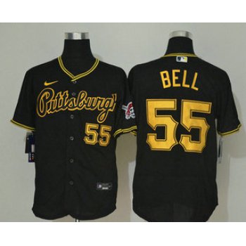 Men's Pittsburgh Pirates #55 Josh Bell Black Stitched MLB Flex Base Nike Jersey