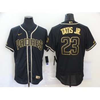 Men's San Diego Padres #23 Fernando Tatis Jr. Black With Gold Stitched MLB Flex Base Nike Jersey