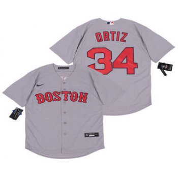 Men's Boston Red Sox #34 David Ortiz Gray Stitched MLB Cool Base Nike Jersey