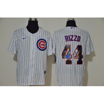 Men's Chicago Cubs #44 Anthony Rizzo White Unforgettable Moment Stitched Fashion MLB Cool Base Nike Jersey