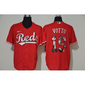 Men's Cincinnati Reds #19 Joey Votto Red Unforgettable Moment Stitched Fashion MLB Cool Base Nike Jersey