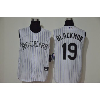 Men's Colorado Rockies #19 Charlie Blackmon White 2020 Cool and Refreshing Sleeveless Fan Stitched MLB Nike Jersey