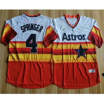 Men's Houston Astros #4 George Springer Orange Rainbow Cooperstown Stitched MLB Cool Base Nike Jersey