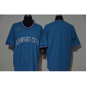 Men's Kansas City Royals Blank Light Blue Pullover Cool Base Cooperstown Collection Stitched Nike MLB Jersey