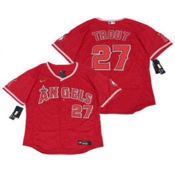 Men's Los Angeles Angels #27 Mike Trout Red Stitched MLB Flex Base Nike Jersey