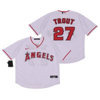 Men's Los Angeles Angels #27 Mike Trout White Stitched MLB Cool Base Nike Jersey