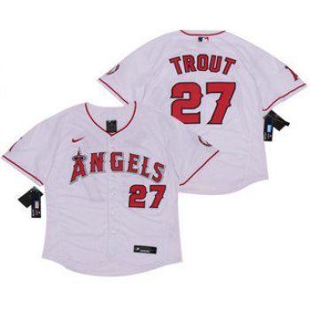 Men's Los Angeles Angels #27 Mike Trout White Stitched MLB Flex Base Nike Jersey