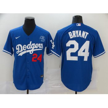 Men's Los Angeles Dodgers #24 Kobe Bryant Blue KB Patch Stitched MLB Cool Base Nike Jersey