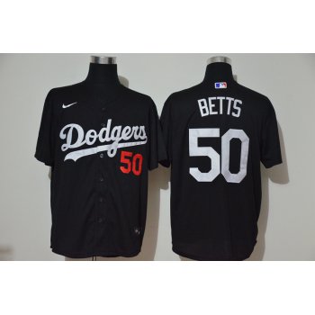 Men's Los Angeles Dodgers #50 Mookie Betts Black Stitched MLB Cool Base Nike Jersey