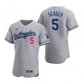 Men's Los Angeles Dodgers #5 Corey Seager Nike Gray 2020 Road MLB Flex Base Jersey