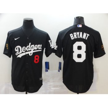 Men's Los Angeles Dodgers #8 Kobe Bryant Black With KB Patch Stitched MLB Cool Base Nike Jersey