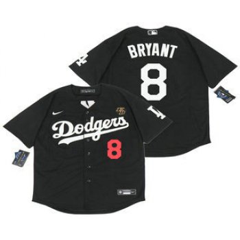 Men's Los Angeles Dodgers #8 Kobe Bryant Black With KB Patch Stitched MLB Cool Base Nike Jersey