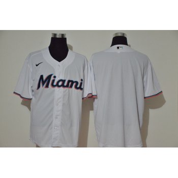 Men's Miami Marlins Blank White Stitched MLB Cool Base Nike Jersey