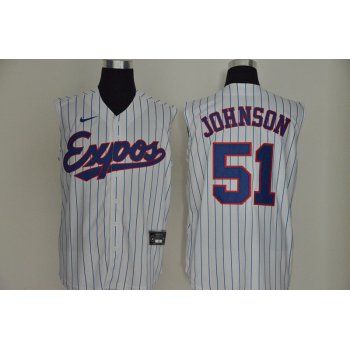 Men's Montreal Expos #51 Randy Johnson White Cooperstown Collection 2020 Cool and Refreshing Sleeveless Fan Stitched MLB Nike Jersey